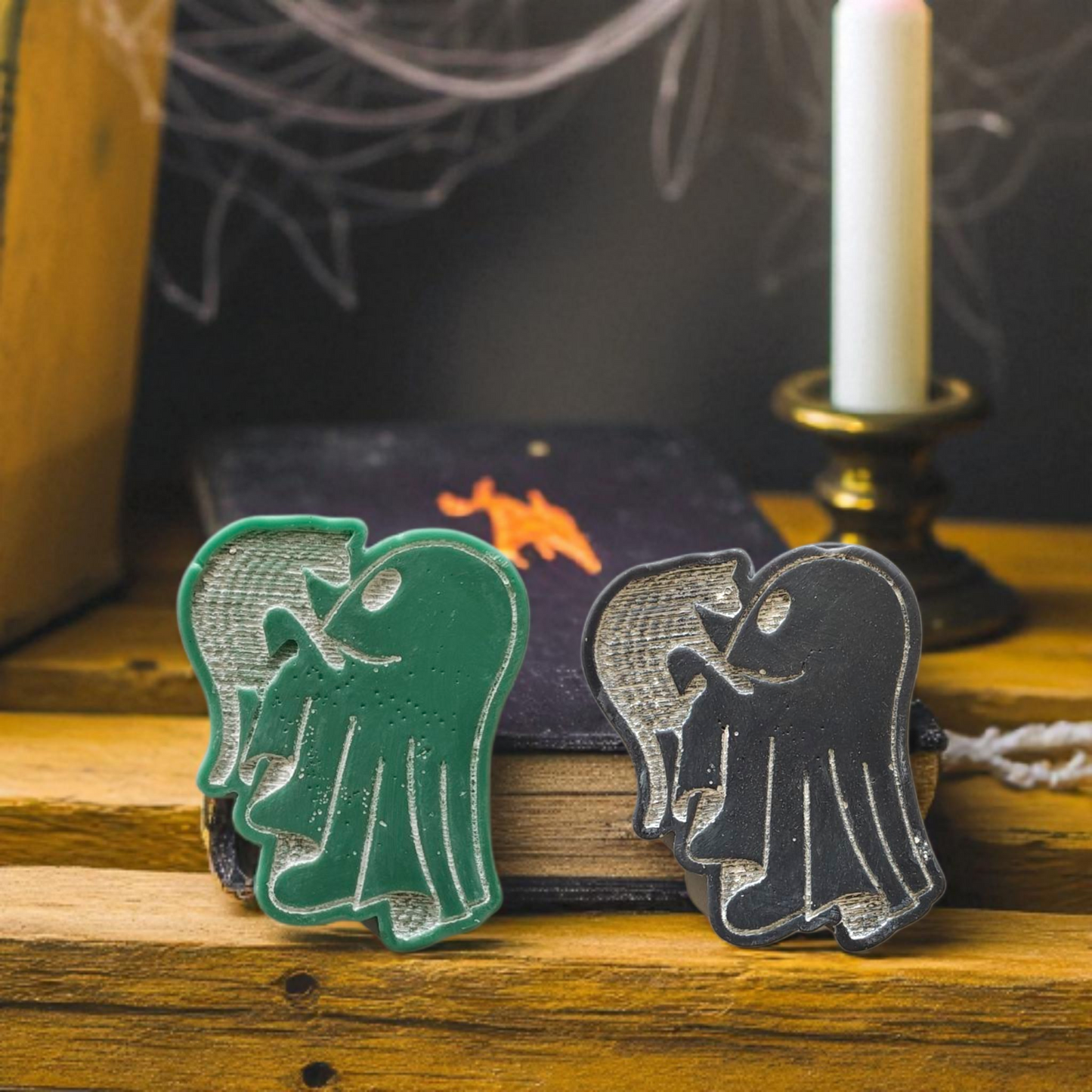 Whimsical Ghost Wax Melts – Ghosts with Cats & Pumpkin Flower Carts | Cute Cozy Halloween Wax Melts