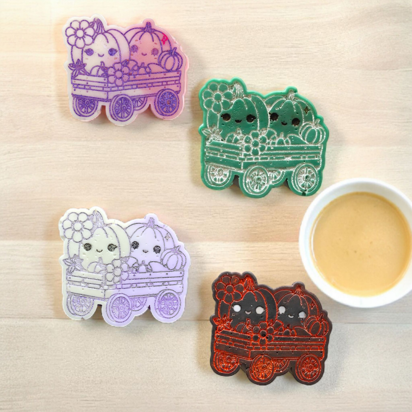 Whimsical Ghost Wax Melts – Ghosts with Cats & Pumpkin Flower Carts | Cute Cozy Halloween Wax Melts
