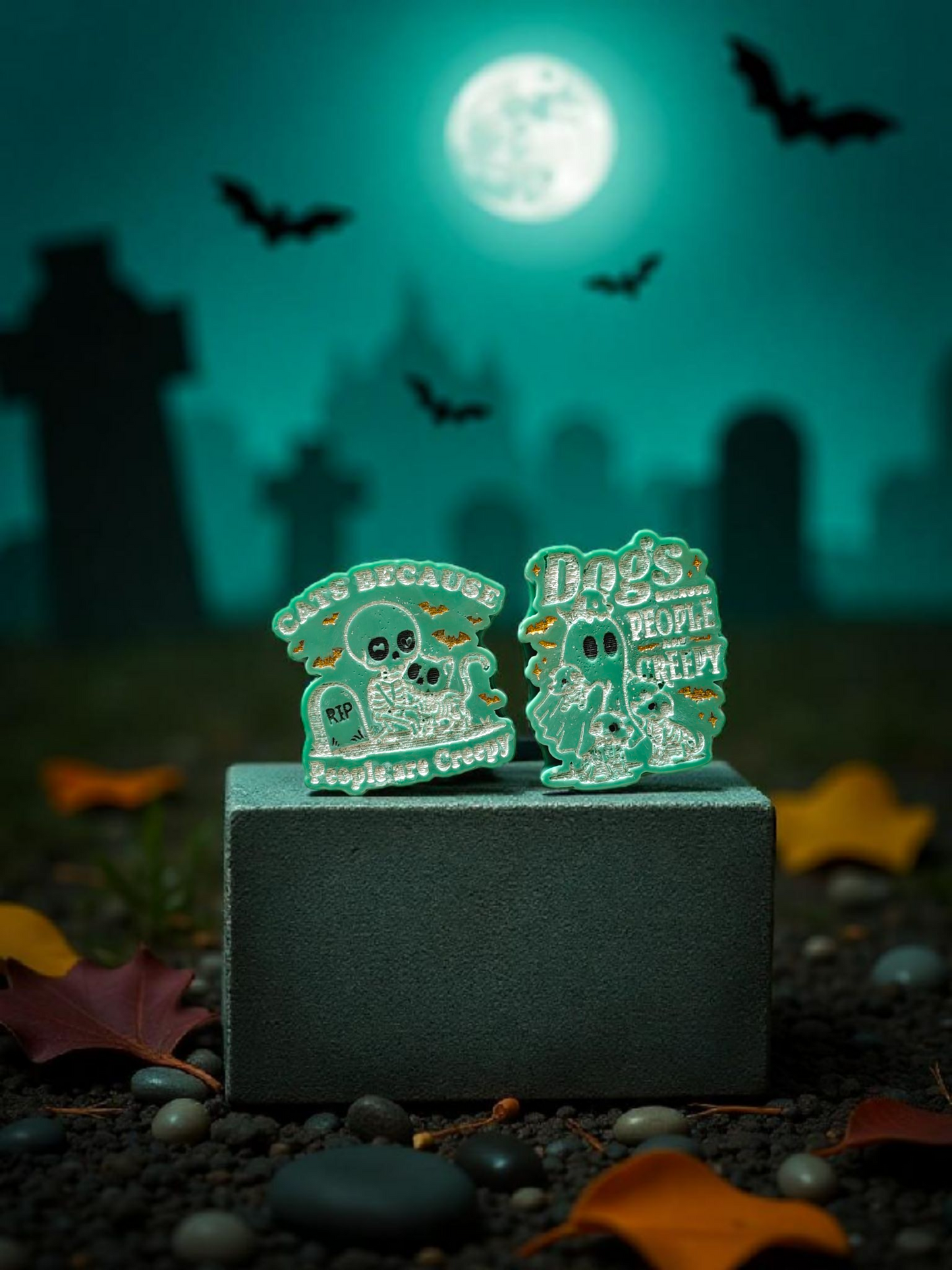 Pet Lover Skeleton Wax Melts – Cats & Dogs Because People Are Creepy | Funny Halloween Wax Melts | Creepy Cute Decor